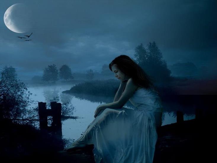 Ona i księżyc - HD-wallpaper-loneliness-moon-woman-blue-night.jpg